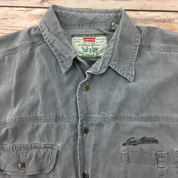 Grey, Levi Strauss distressed button down - Picture 2 of 8